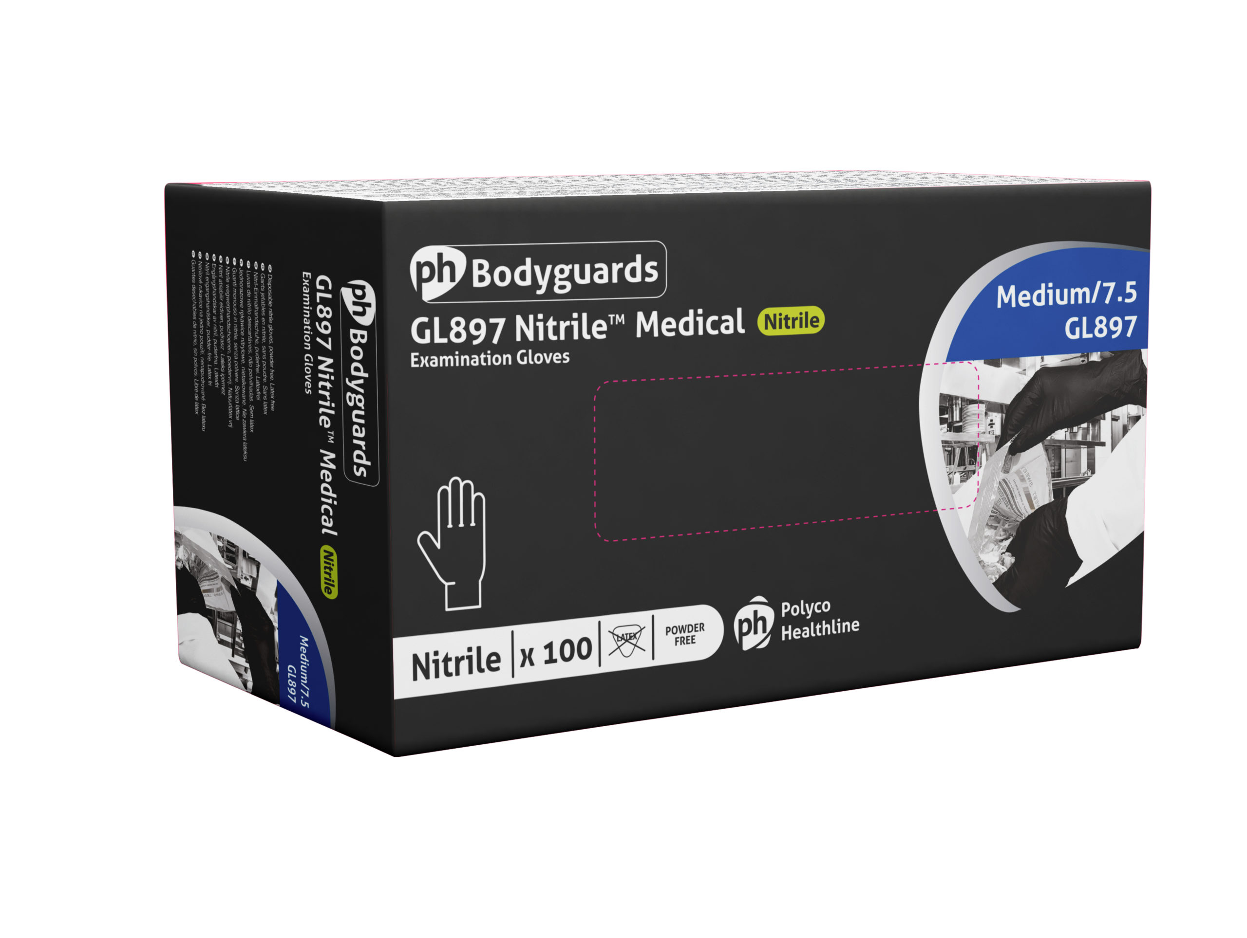 Black Nitrile Textured Powder Free Gloves â€“ Polyco Healthline Bodyguards  (Box of 1 x 100) | A1 Disposable Products...